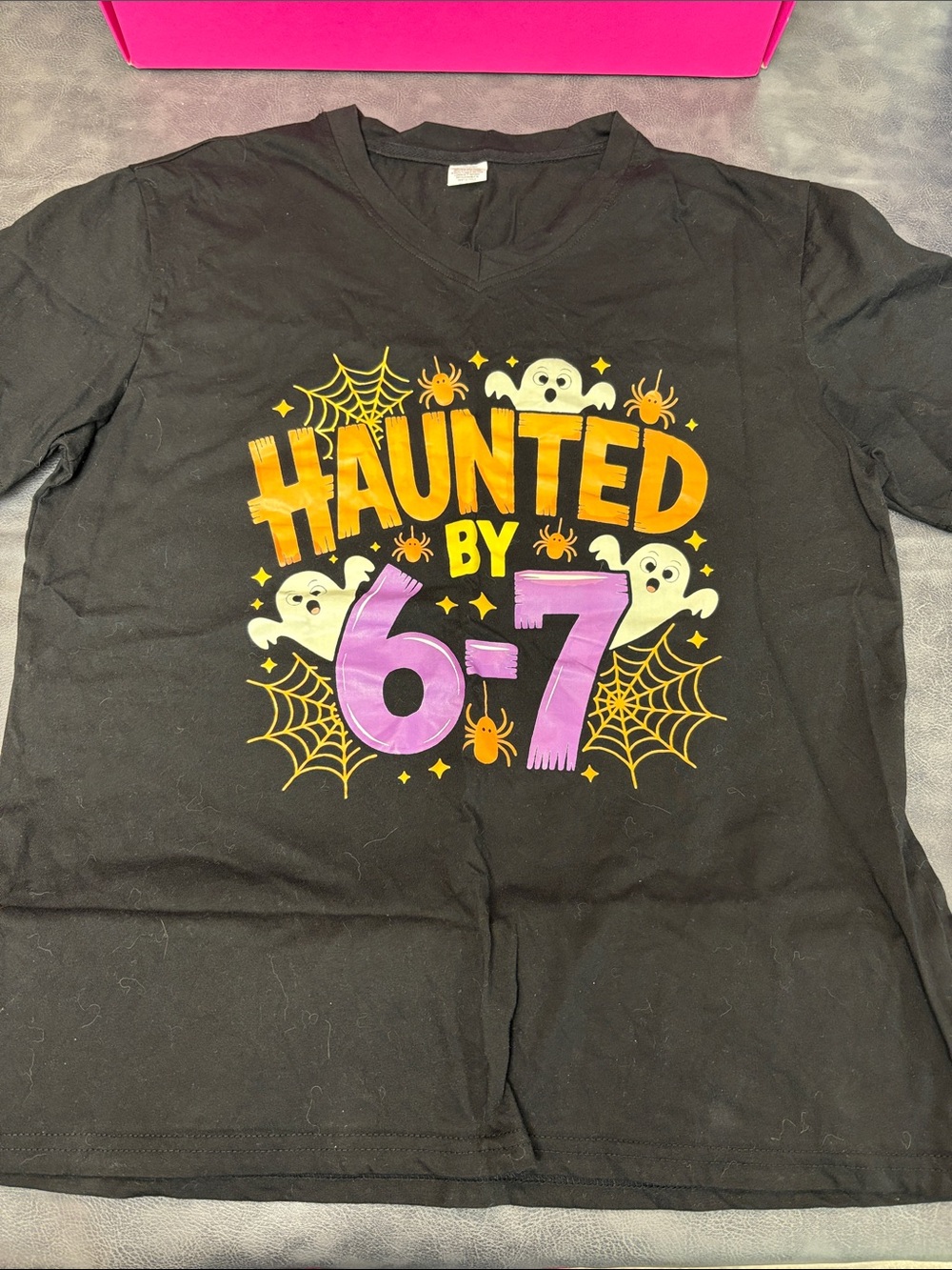 Woman’s Black 'Haunted by 6-7' Halloween Shirt